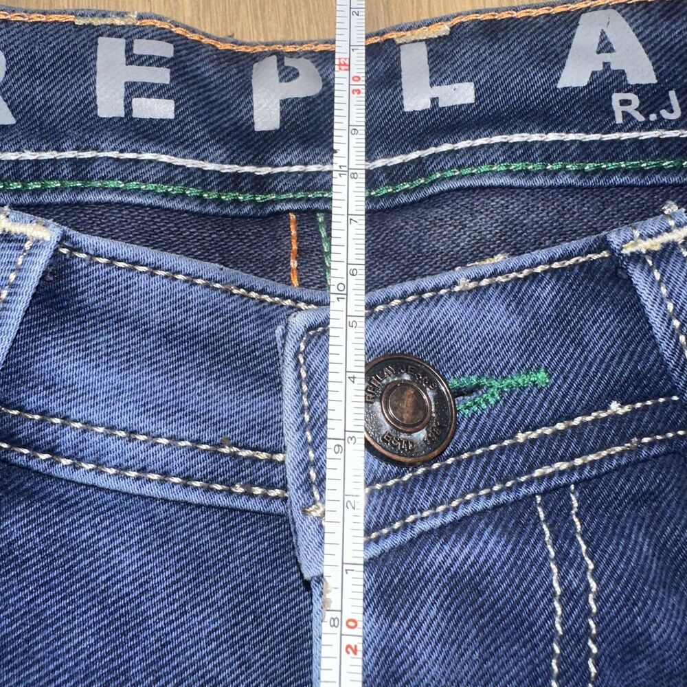 Replay Blue Jeans Designer Y2K Style Faded W34 L30 (Tag Size 34) - Picture 9 of 13